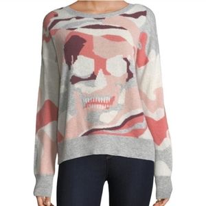 EUC skull cashmere camo skull sweater